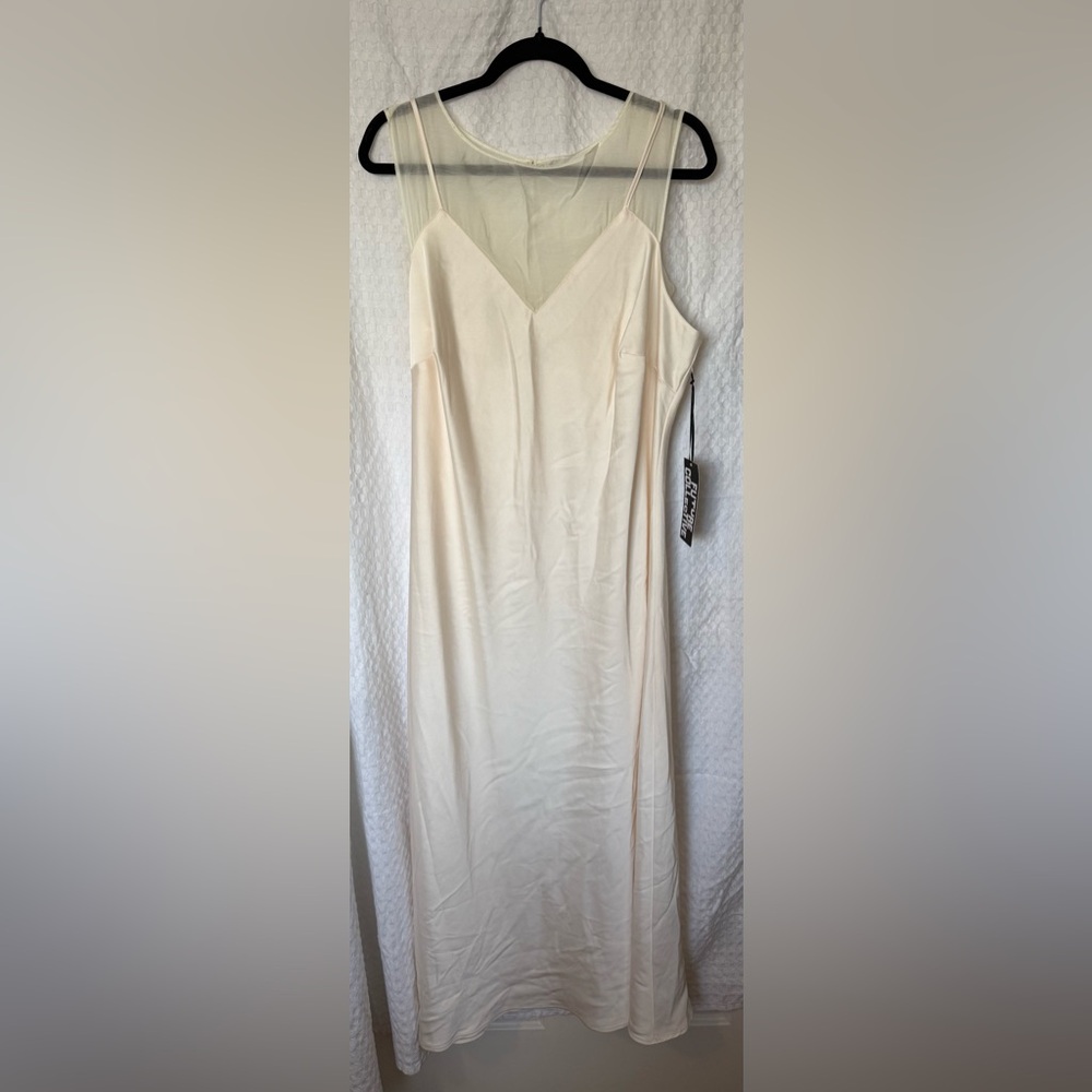 Future Collective Ivory Slip Dress Mesh Overlay Midi Dress Size XXL NWT - Picture 6 of 6